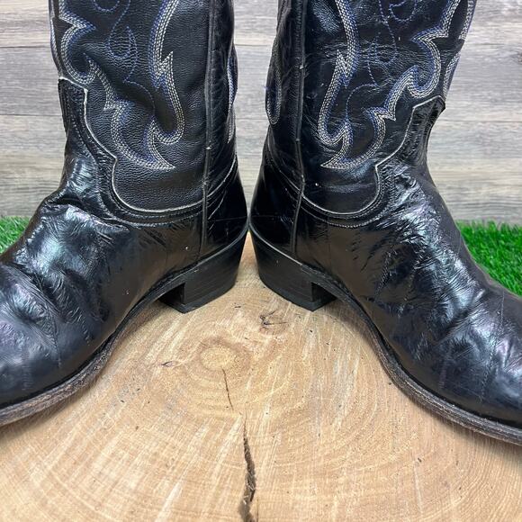 Dan Post Men - Size 9.5D - Vintage Black Eel Skin Cowboy Boots DPS367 - Picture 4 of 12